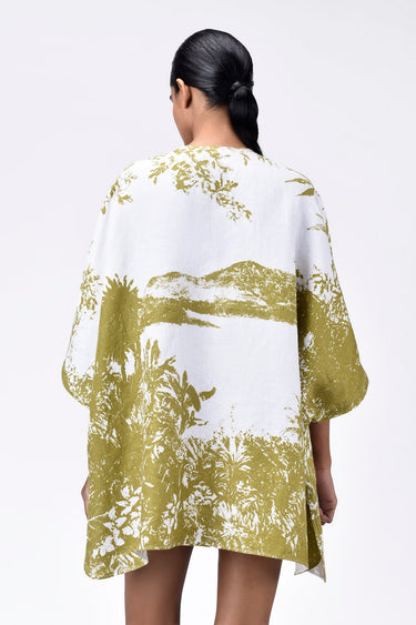 Oversized Round Neck Top with Landscape Print