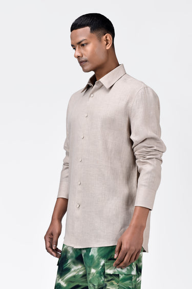 Sand Light Linen Regular Fit Button-Down Shirt