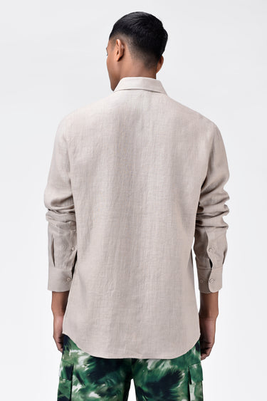 Sand Light Linen Regular Fit Button-Down Shirt