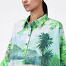 Oversized Cotton Poplin Shirt With Landscape Print