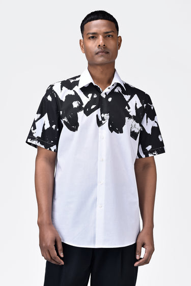 Half-Sleeve Moth Mirage Button-Down Shirt