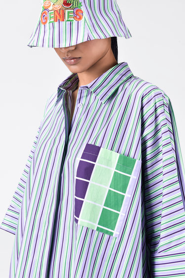 Multicolor Stripe Print Cotton Oversized Shirt