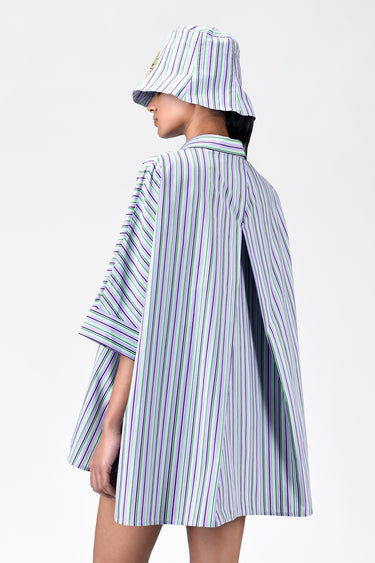 Multicolor Stripe Print Cotton Oversized Shirt