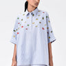 Oversized Cotton Shirt With Fruit Motifs Embroidery