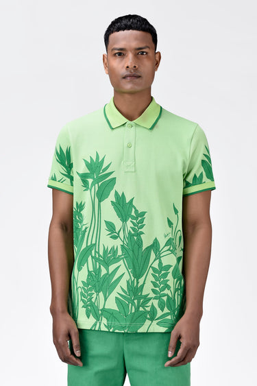 Men's Regular Fit Polo with Tropical Print