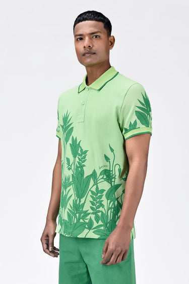 Men's Regular Fit Polo with Tropical Print