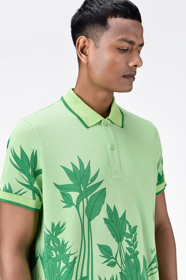 Men's Regular Fit Polo with Tropical Print