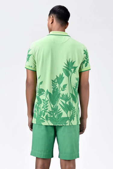 Men's Regular Fit Polo with Tropical Print