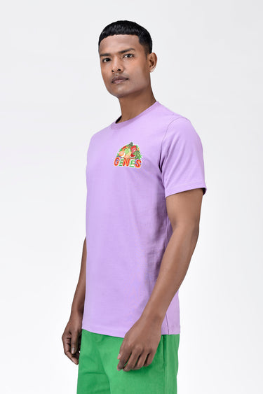 Regular Fit Men's T-Shirt With Genes Fruit Basket Embroidery