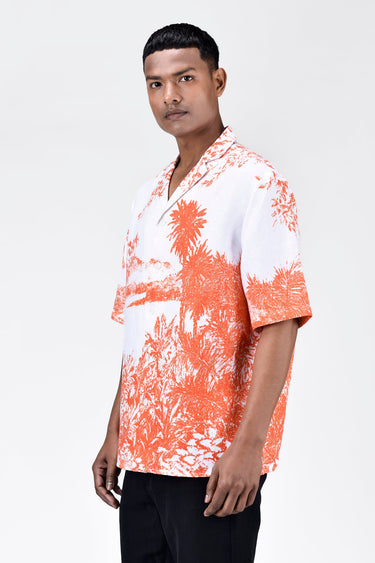 Light Linen Shirt with Landscape Print