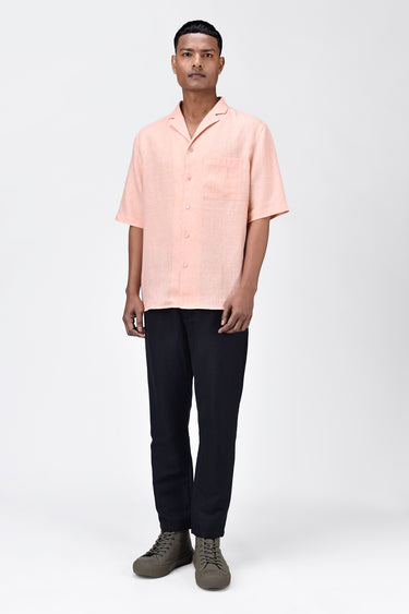 Linen Shirt with Half Sleeves & Signature Dart Detail