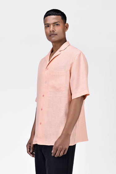 Linen Shirt with Half Sleeves & Signature Dart Detail