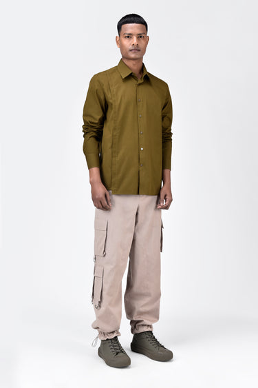 Khaki Regular Fit Men's Button-Down Shirt