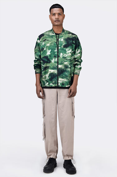 Easy Fit Cotton Pin Corduroy Bomber with Camouflage Print