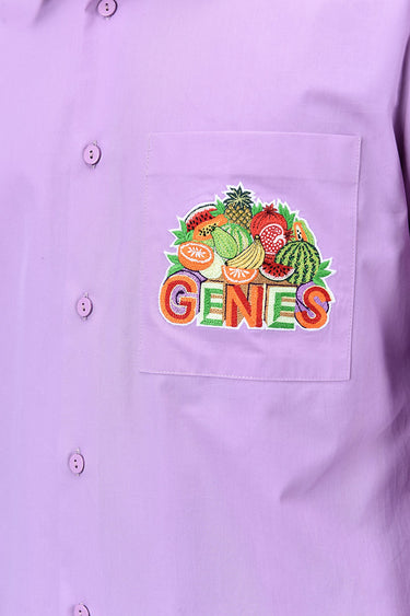 Men's Regular Fit Button Down Shirt with Fruit Basket Embroidery