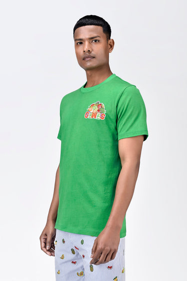 Regular Fit Men's T-Shirt With Genes Fruit Basket Embroidery