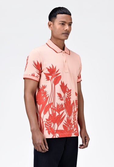 Men's Regular Fit Polo with Tropical Print