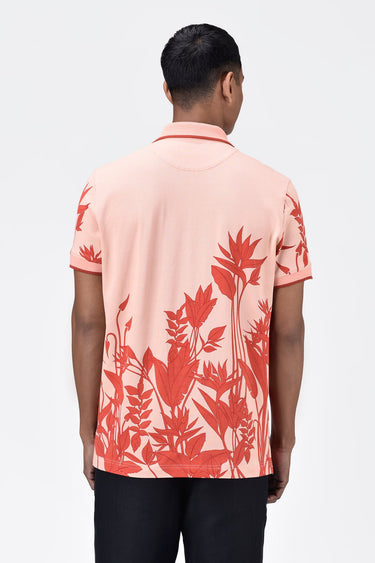 Men's Regular Fit Polo with Tropical Print