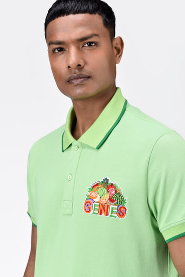 Regular Fit Men's Polo With Genes Fruit Basket Embroidery