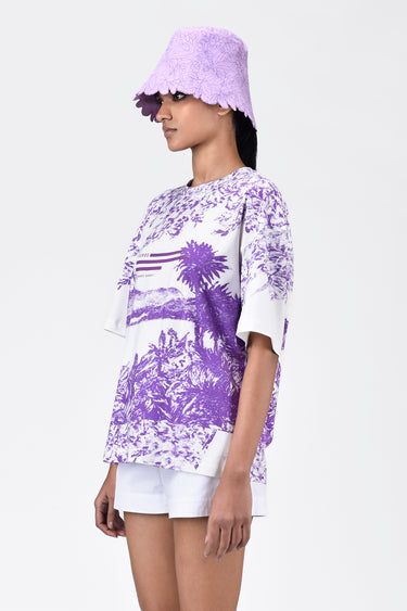 Oversized Landscape Print Crew Neck T-Shirt