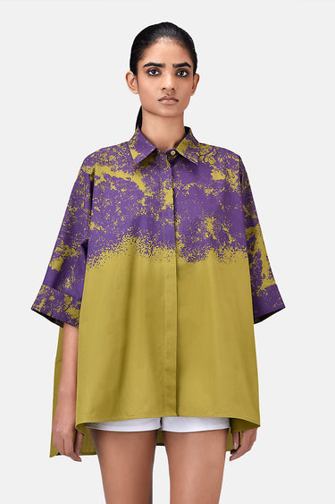 Women's Canopy Print Oversized Cotton Poplin Shirt