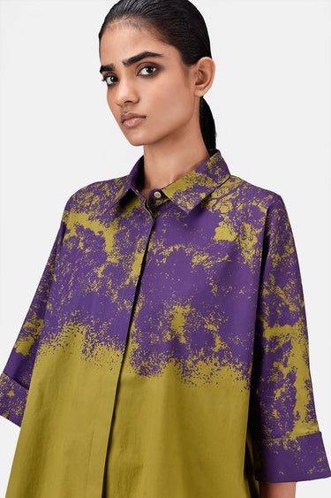 Women's Canopy Print Oversized Cotton Poplin Shirt