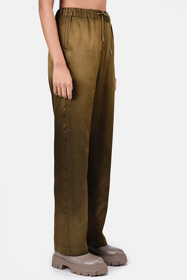 Heavy Satin Straight Fit Trousers