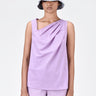 Cotton Poplin A-Line Sleeveless Top with Asymmetric Neck