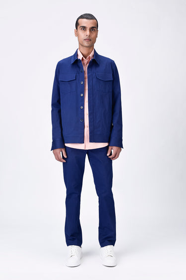 Cotton Heavy Twill Denim-Style Jacket - Navy Blue