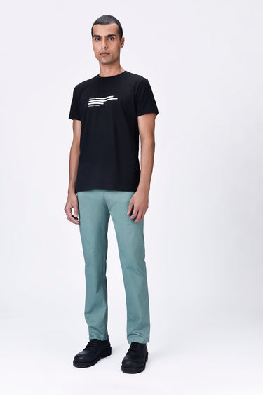 Cotton Heavy Twill Denim-Style Trousers Seafoam Blue