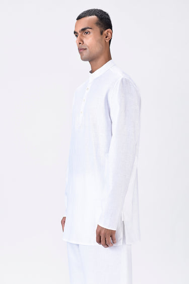 Men's Linen Fit Kurta with Tonal Signature Details