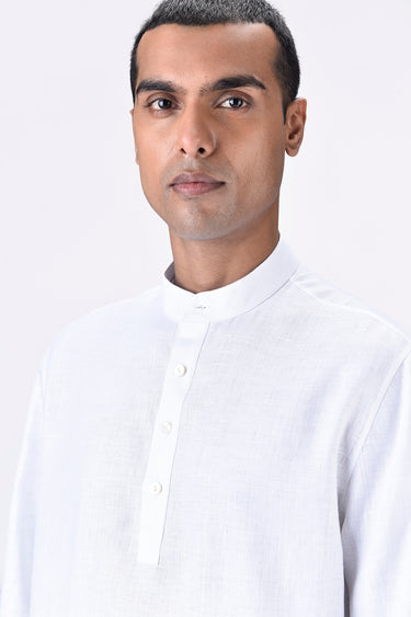 Men's Linen Fit Kurta with Tonal Signature Details