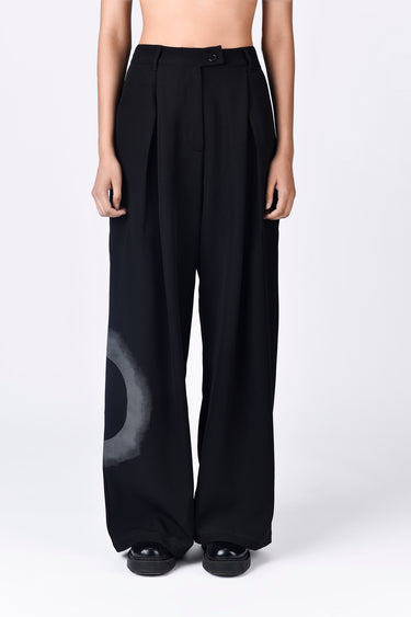 Easy Fit Pleated Trousers with Flap Pockets & Eclipse Print