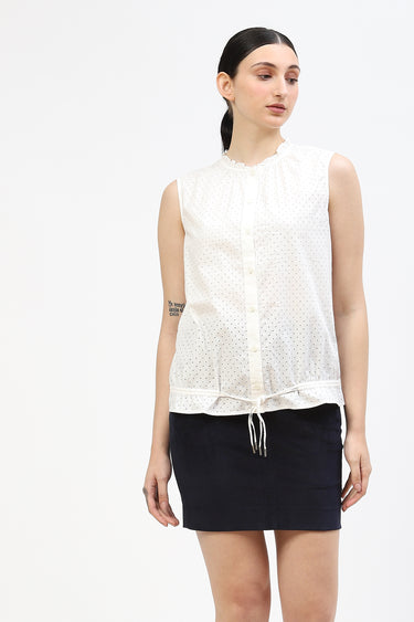 Perforated Blouson Sleeveless Top