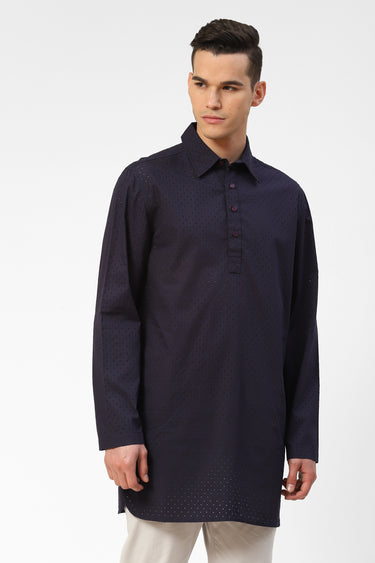 Mens Perforated Cotton Kurta