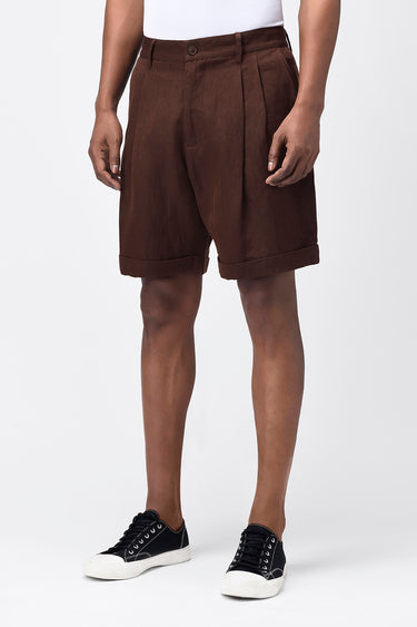 Umber Brown Mens Linen Shorts