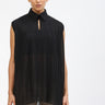 Pleated Top with Shirt Collar