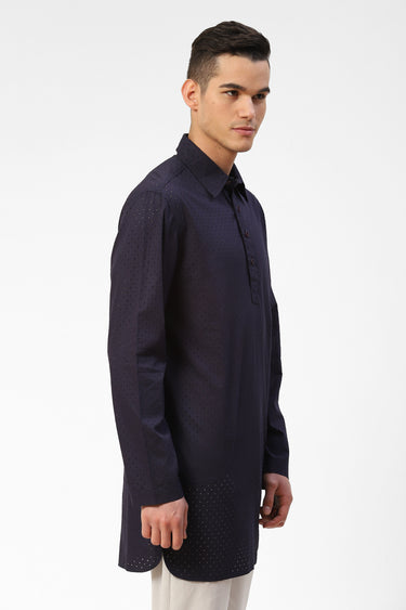 Mens Perforated Cotton Kurta