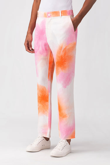 Ombre Floral Mens Linen Trousers