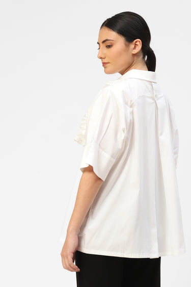 Ruffled Collar Oversized Womens Shirt