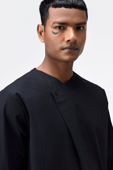 Mens Kurta With Asymmetric Pleat