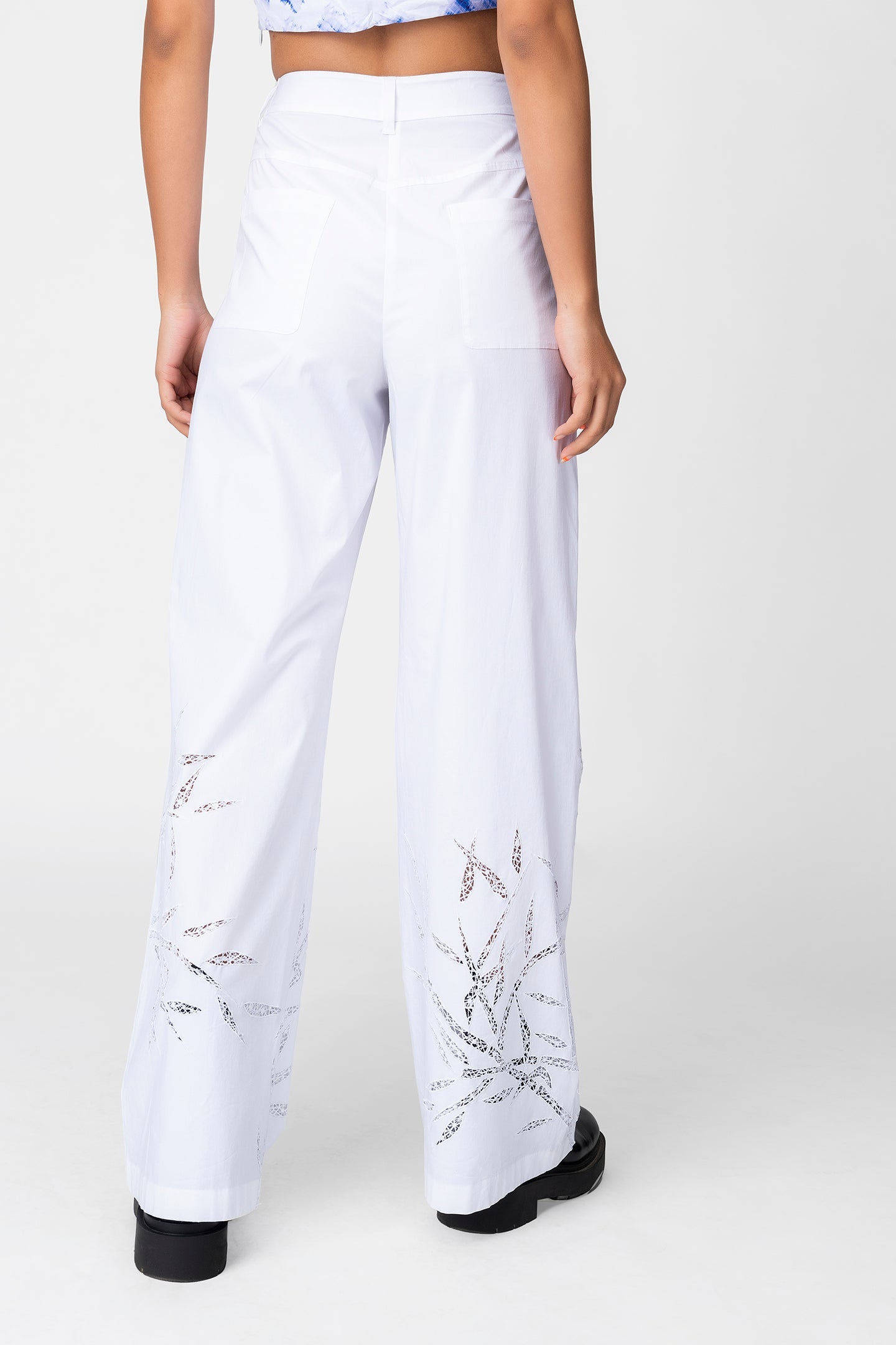 Black hand embroidered pants