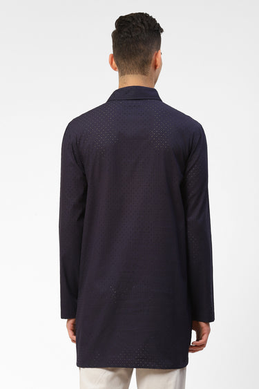 Mens Perforated Cotton Kurta