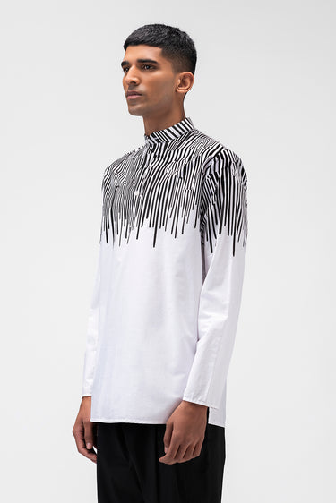 Abstrat Shoulder Striped Mens Kurta