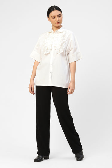 Ruffled Collar Oversized Womens Shirt