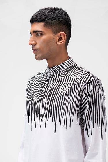 Abstrat Shoulder Striped Mens Kurta