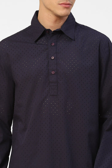 Mens Perforated Cotton Kurta