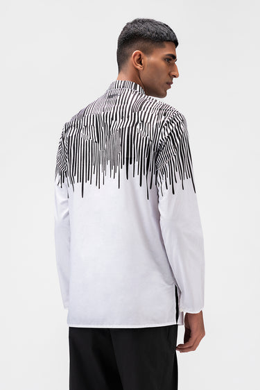 Abstrat Shoulder Striped Mens Kurta