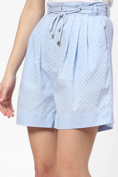 Perforated Flared Shorts