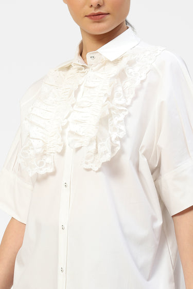 Ruffled Collar Oversized Womens Shirt